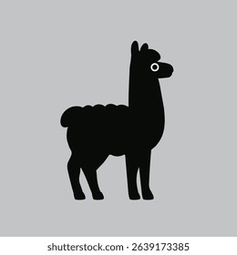 Cute vector alpaca with big eyes, simple design, great for kids' projects and decor.
