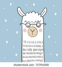  Cute vector alpaca print