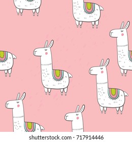  Cute vector alpaca print
