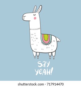  Cute vector alpaca print