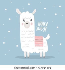  Cute Vector Alpaca Print