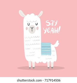  Cute vector alpaca print