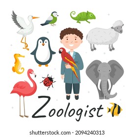 Cute vector alphabet Profession. Letter Z - Zookeeper. Vector illustration
