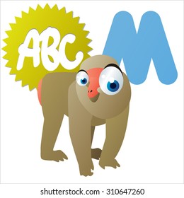 Cute Vector Animal ABC: M is for Japanese Macaque