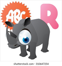 Cute Vector Animal ABC: R es para Rhino