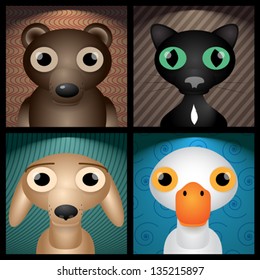 Cute Vector Animal Portraits