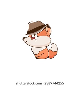 cute vector animal red panda with mafia hat collection