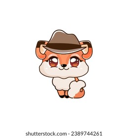 cute vector animal red panda with mafia hat art