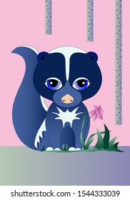 Cute vector animal skunk baby poster