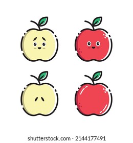 a cute vector of apple and emoji version, can be used as emoticons and stickers