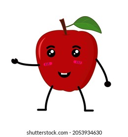 Vector de corte de la naturaleza de la manzana,   Carácter de fruta divertida aislado sobre fondo blanco, adecuado para productos nutritivos, producto sanitario