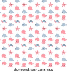 Cute vector of aquarium animals pattern cartoon design  for girl and boy background vector