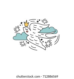 Cute vector art. Cartoon swallow. An isolated object.