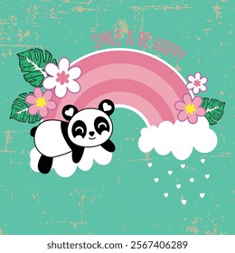 CUTE VECTOR ART FOR KIDS, INFALNTIL ILLUSTRAION KAWAI ANIMALS CAT AND BEAR SMILE SQUARED FOR FASHION. 