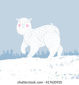 cute vector art with winter teddy bear