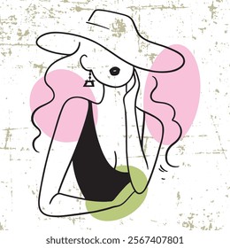 CUTE VECTOR ART WOMEN AND TYPE FOR FASHION, LETTERING AND ILLUSTRATION COLORFUL, WINGS, GUITAR, ROCK AND ROLL, GROOVY TYPE BUTTERFLY AND GRUNGE.