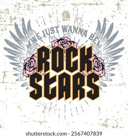 CUTE VECTOR ART WOMEN AND TYPE FOR FASHION, LETTERING AND ILLUSTRATION COLORFUL, WINGS, GUITAR, ROCK AND ROLL, GROOVY TYPE BUTTERFLY AND GRUNGE.