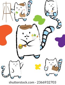 Cute vector artist cat pack