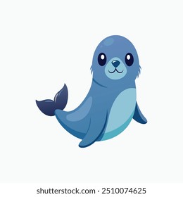 Uma arte vetorial bonito com um pequeno Digimon inspirado por um selo, combinando elementos lúdicos, adoráveis e de fantasia em um estilo de ilustração digital.