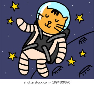 Cute Vector astronaut cat illustration 