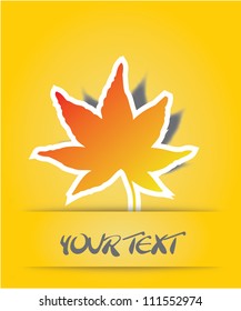 Cute vector autumn leaf with place for text