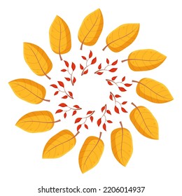 Mandala de otoño con forma de vectores con hojas, velas, bebidas de calabaza, champiñones, cestas, calabazas sobre fondo blanco.Ilustración vectorial dibujada por mano para colorear páginas y libros de arte para adultos y niños.