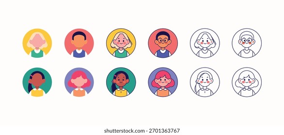Cute Vector Avatar Illustration Pack