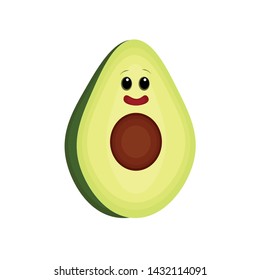 Cute Vector Avocado Half Character Isolated