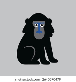 Cute vector baboon with big eyes, simple design, great for kids' projects and decor.
