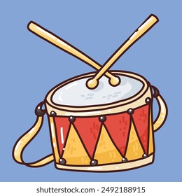 cute vector baby drum. hand drawn illustration of toy