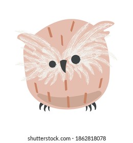 Cute vector baby nestling owl illustration.