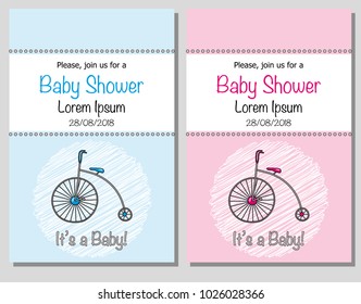 Cute vector background for baby shower with retro bike