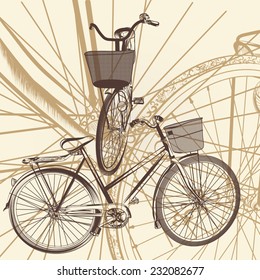 Cute vector background with bicycles for design
