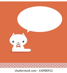 Cute vector background with cat and a speech bubble