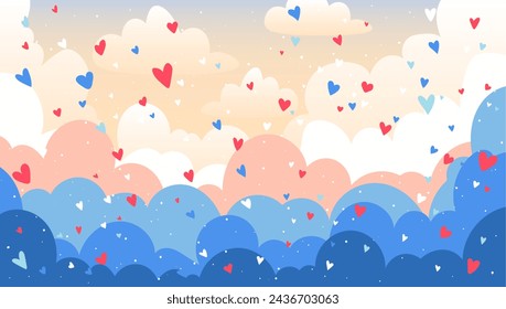 Cute vector background with layers of clouds. Delicate, pastel colors.