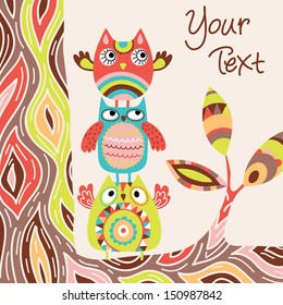 Cute vector background with owls