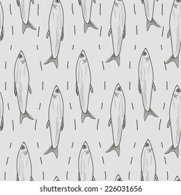 Cute vector  background seamless texture with anchovies
