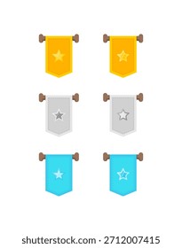 Diseño lindo de la estrella de la insignia de Vector con 3 colores diferentes 