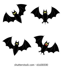 cute vector bat in 4 different varieties