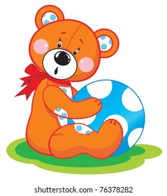 Cute vector bear with a ball