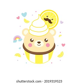 Pasteles de vectores con limón. Perfecto para camisetas impresas, pegatinas, diseño de tarjetas, mercadería, más cosas que necesitan una linda ilustración