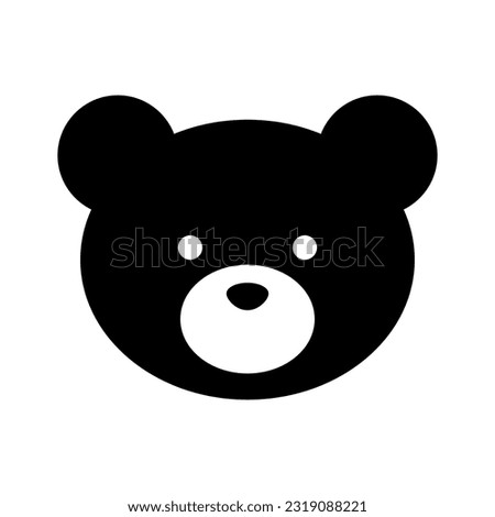 Cute vector bear head icon, isolated symbol, animal face