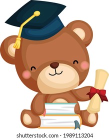 a cute vector of a bear mascot graduating
