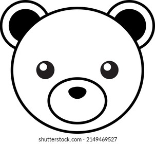 Cute vector bear portrait, simple symbol or logo
