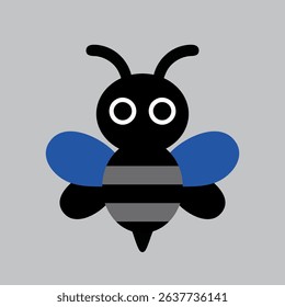 Cute vector bee with big eyes, simple design, perfect for kids' projects and decor.