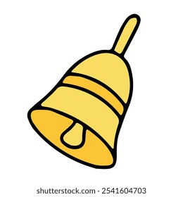 Cute vector bell. Yellow bell. Cartoon design element