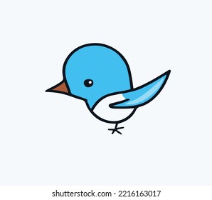 cute vector bird icon 2d lineart
