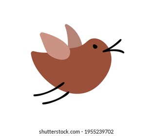 Un pájaro vector lindo. ilustración aislada en un fondo blanco. Dibujo manual de un departamento escandinavo. Elementos de diseño de camisetas, textiles para el hogar, papel de envoltura, textiles para niños.