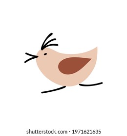 Cute vector bird. illustration isolated on a white background. Hand drawn illustration of a Scandinavian flat. Design element of baby t-shirt, home textiles, wrapping paper, children textiles.