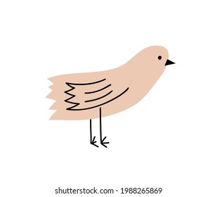 Un pájaro vector lindo. ilustración aislada en un fondo blanco. Dibujo manual de un departamento escandinavo. Elementos de diseño de camisetas para bebés, textiles para el hogar, papel de envoltura, textiles para niños.